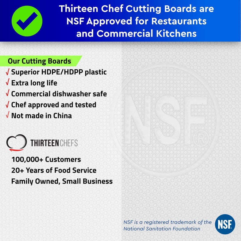 Thirteen Chefs Professional Green Plastic Cutting Board - 18 x 12 Inch Large, HDPE and NSF for Restaurants and Food Service, Dishwasher Safe - Image 2